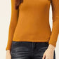Blusa feminina texturizada de manga comprida e gola alta, tamanho pequeno, amarela, da Free People