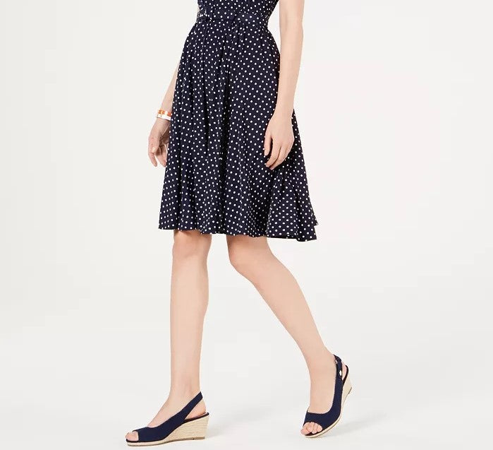 Vestido-camisa feminino de bolinhas Charter Club, azul, tamanho 12