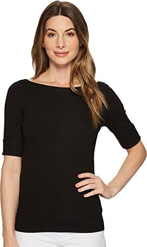 Blusa Ralph Lauren Feminina Stretch com Decote Canoa Preta Tamanho Pequeno M