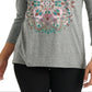 Camiseta feminina Lucky Brand Mandala manga 3/4 cinza tamanho GG