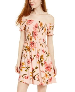 Vestido Planet Gold Junior Off Shoulder Rosa Tamanho Grande