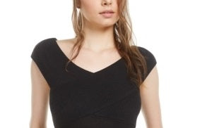 Body feminino canelado cruzado Bar III, preto, tamanho X-S