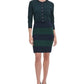 Tommy Hilfiger Suéter Feminino com Botões, Manga Longa e Gola Redonda Verde/Azul Marinho Tamanho Grande