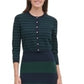 Tommy Hilfiger Suéter Feminino com Botões, Manga Longa e Gola Redonda Verde/Azul Marinho Tamanho Grande