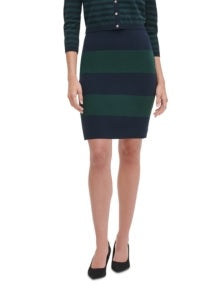 Tommy Hilfiger Suéter Feminino com Botões, Manga Longa e Gola Redonda Verde/Azul Marinho Tamanho Grande