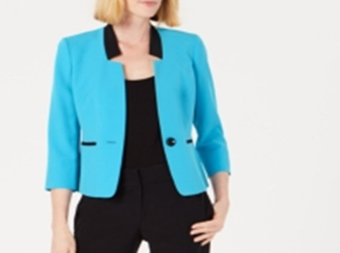 Terno feminino Le Suit com um botão e contraste, azul, tamanho 4