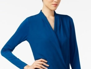 Blusa Alfani Feminina Surplice Azul Tamanho Pequeno G