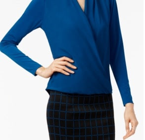 Blusa Alfani Feminina Surplice Azul Tamanho Pequeno G