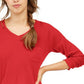 Camisa de dormir feminina Jenni com nervuras sólidas, vermelha, tamanho X-S