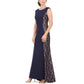 Vestido formal feminino Jessica Howard, sem mangas, com lantejoulas e decote em joia, comprimento total, azul, tamanho 8