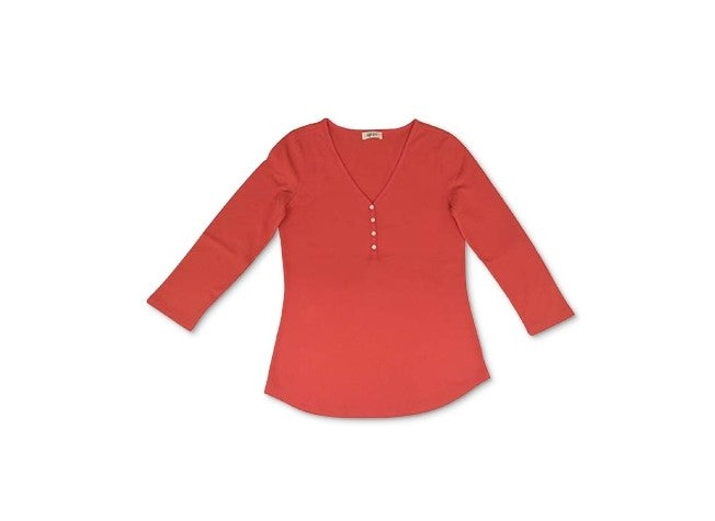 Blusa feminina com decote em V estilo &amp; co, laranja, tamanho pequeno, médio