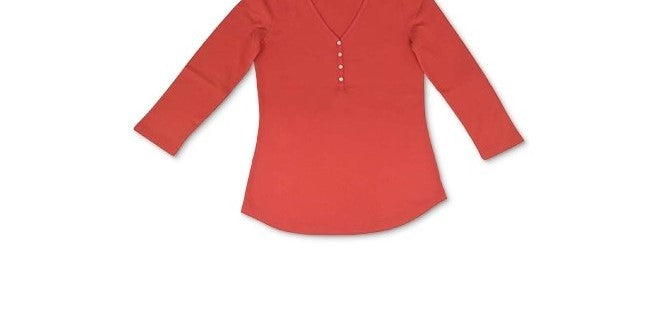 Blusa feminina com decote em V estilo &amp; co, laranja, tamanho pequeno, médio