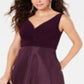 Vestido feminino Adrianna Papell com decote em V e amarração na cintura, roxo, tamanho 2