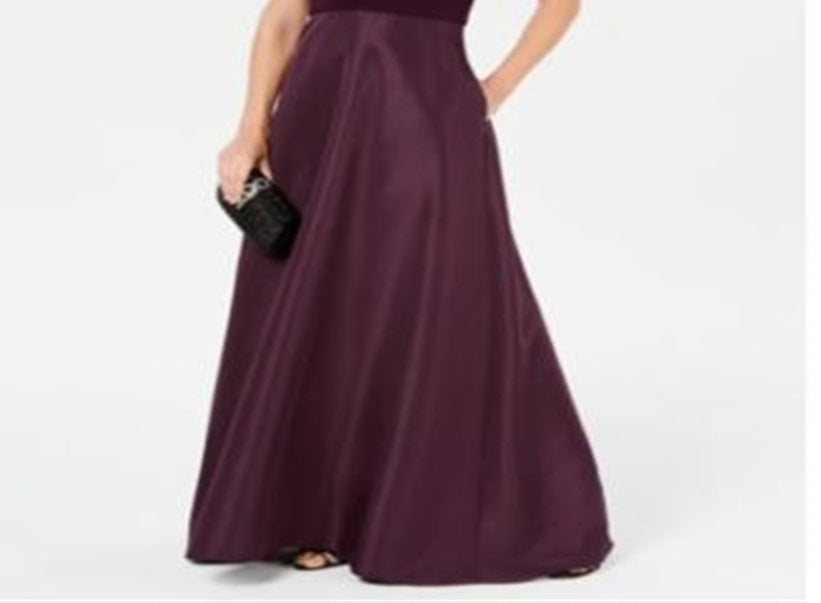 Vestido feminino Adrianna Papell com decote em V e amarração na cintura, roxo, tamanho 2