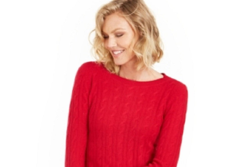 Suéter de cashmere feminino Charter Club, tricô, vermelho, tamanho pequeno, XL