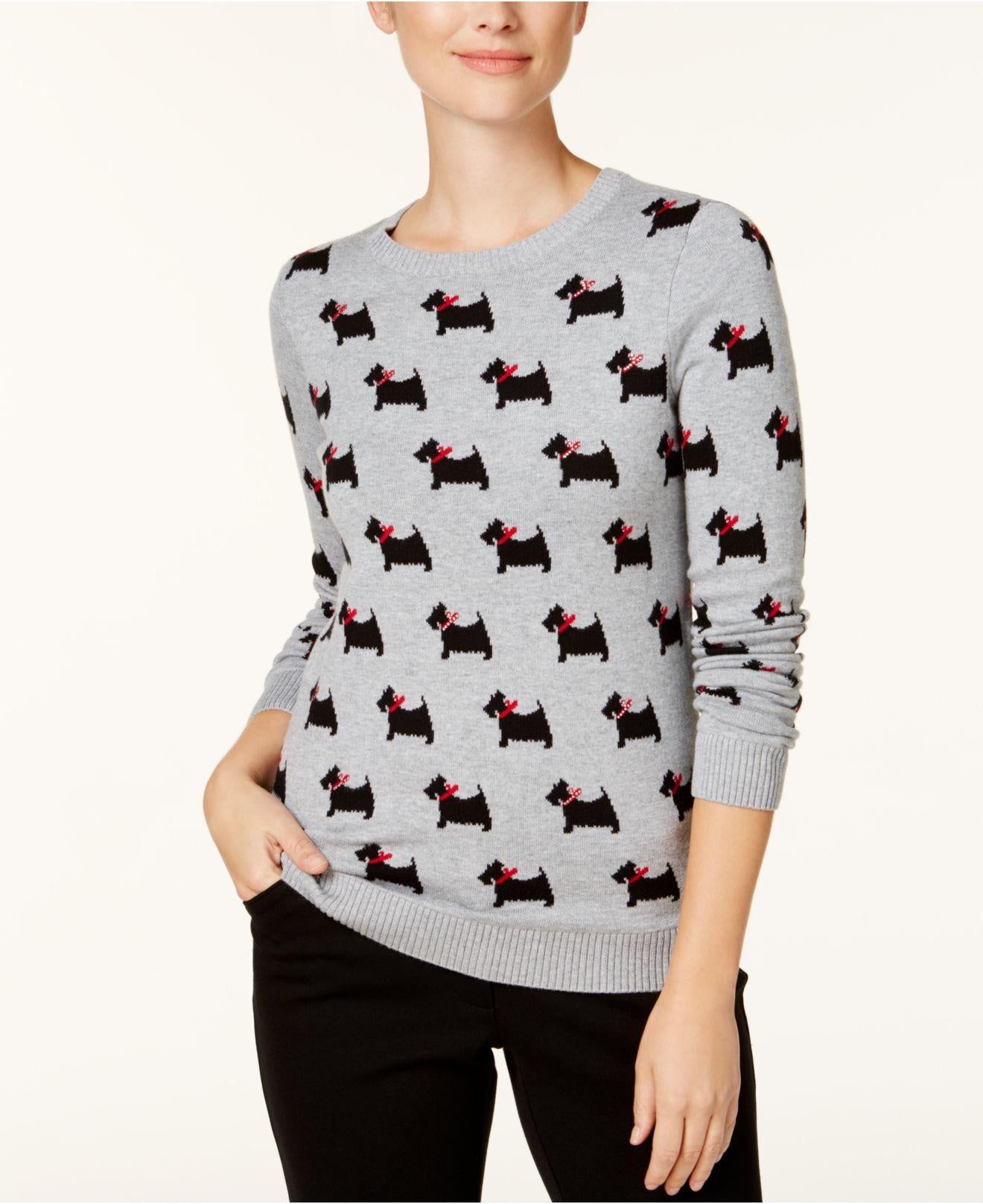 Suéter feminino estampado Charter Club cinza tamanho P/SM