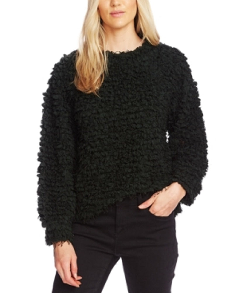Vince Camuto Blusa feminina texturizada, manga longa, gola redonda, verde, tamanho extragrande