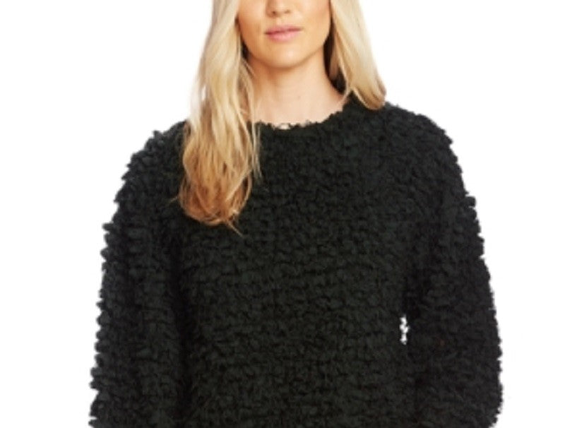 Vince Camuto Blusa feminina texturizada, manga longa, gola redonda, verde, tamanho extragrande