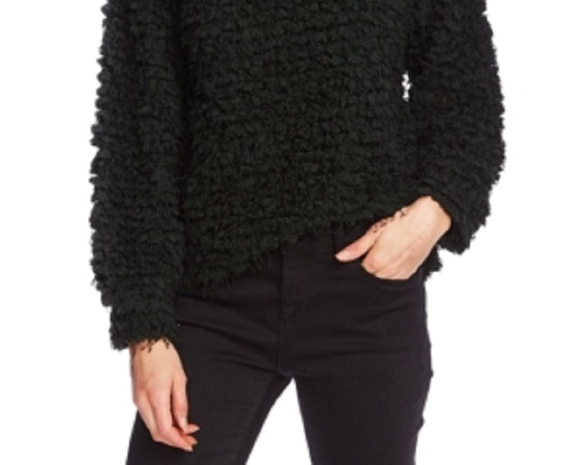 Vince Camuto Blusa feminina texturizada, manga longa, gola redonda, verde, tamanho extragrande