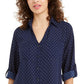 Blusa com estampa de bolinhas e punho Bcx Juniors, azul, tamanho pequeno