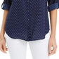 Blusa com estampa de bolinhas e punho Bcx Juniors, azul, tamanho pequeno