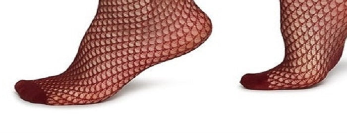 Meias femininas suecas Elvira Net, tamanho regular, vermelhas