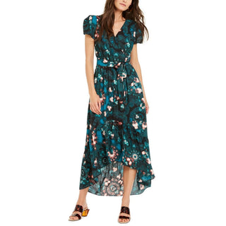 Vestido feminino INC International Concepts com manga bufante e decote alto, tamanho 6, verde