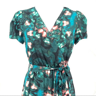 Vestido feminino INC International Concepts com manga bufante e decote alto, tamanho 6, verde