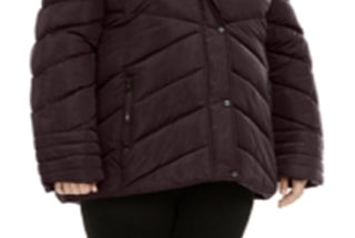 Casaco acolchoado com capuz Madden Girl Junior's Plus com acabamento em pele sintética, roxo, tamanho 3X