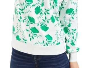 Charter Club Blusa feminina Shadow Floral com ombros descobertos, branca, tamanho X-G