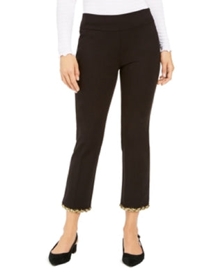 Calça skinny feminina Alfani com bainha enfeitada e tornozelo, preta, tamanho 4