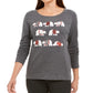 Karen Scott Blusa Feminina Polar Parade Embelezada em Algodão Cinza Tamanho P