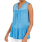 Blusa camponesa sem mangas de algodão estilo &amp; co feminina, azul, tamanho pequeno