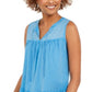 Blusa camponesa sem mangas de algodão estilo &amp; co feminina, azul, tamanho pequeno