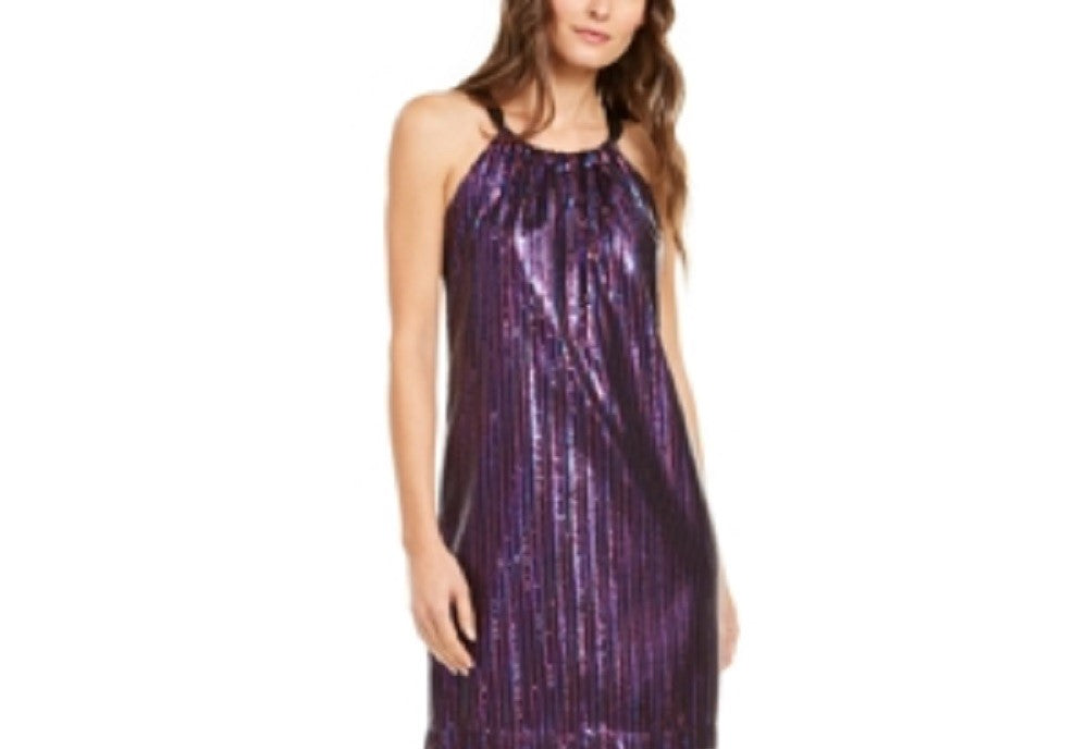 Vestido de coquetel feminino Trina Turk com lantejoulas e sem mangas, acima do joelho, preto, tamanho XX-G
