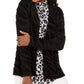Cardigan feminino desfiado, manga comprida, aberto, preto, tamanho pequeno