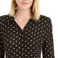Camisa feminina Charter Club com estampa de bolinhas e botões, preta, tamanho X-S
