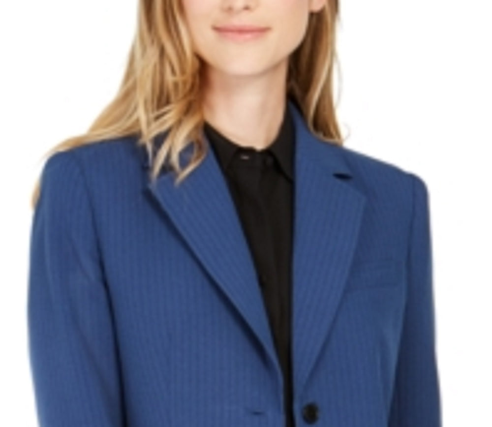 Blazer feminino listrado com botões Anne Klein, jaqueta azul para usar no trabalho, tamanho 6
