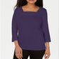 Karen Scott Blusa Feminina Crochê Gola Quadrada Roxa Tamanho XS