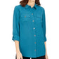 Camisa feminina Charter Club com dois bolsos, verde, tamanho XX-G