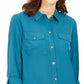 Camisa feminina Charter Club com dois bolsos, verde, tamanho XX-G