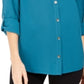 Camisa feminina Charter Club com dois bolsos, verde, tamanho XX-G