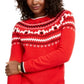 Suéter feminino Charter Club Fair Isle com gola redonda, vermelho, tamanho pequeno GG