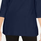 Karen Scott Blusa de malha feminina de algodão com decote canoa e manga 3/4, azul, tamanho pequeno