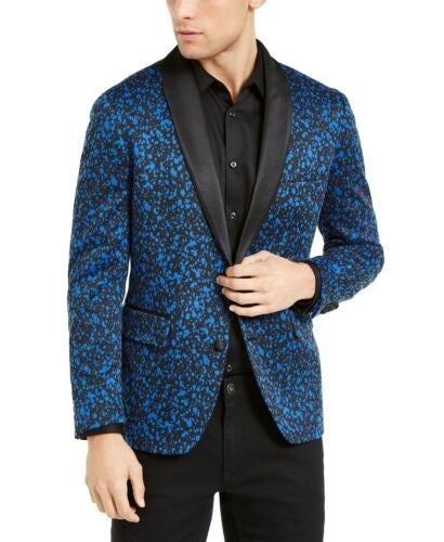 INC International Concepts Jaqueta esportiva slim fit metálica masculina azul tamanho XXB