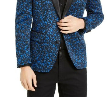 INC International Concepts Jaqueta esportiva slim fit metálica masculina azul tamanho XXB