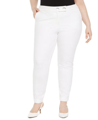 Calça skinny Alfani Plus com aba estendida para mulheres, branca, tamanho pequeno e pequeno