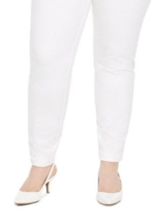 Calça skinny Alfani Plus com aba estendida para mulheres, branca, tamanho pequeno e pequeno