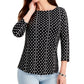 Camiseta feminina Charter Club Supima Cotton Dot Print, preta, tamanho grande