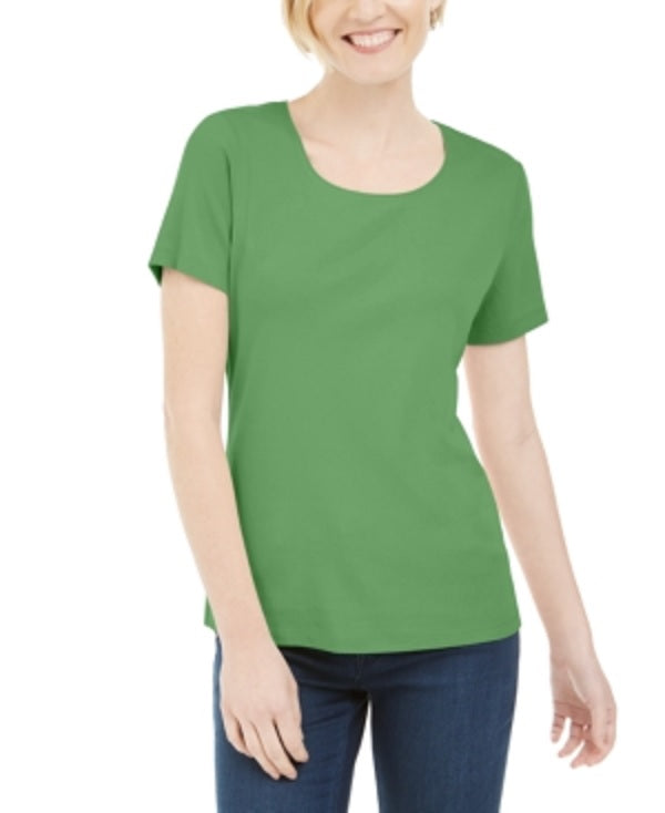 Karen Scott Blusa Feminina Manga Curta Gola Redonda Verde Tamanho XS
